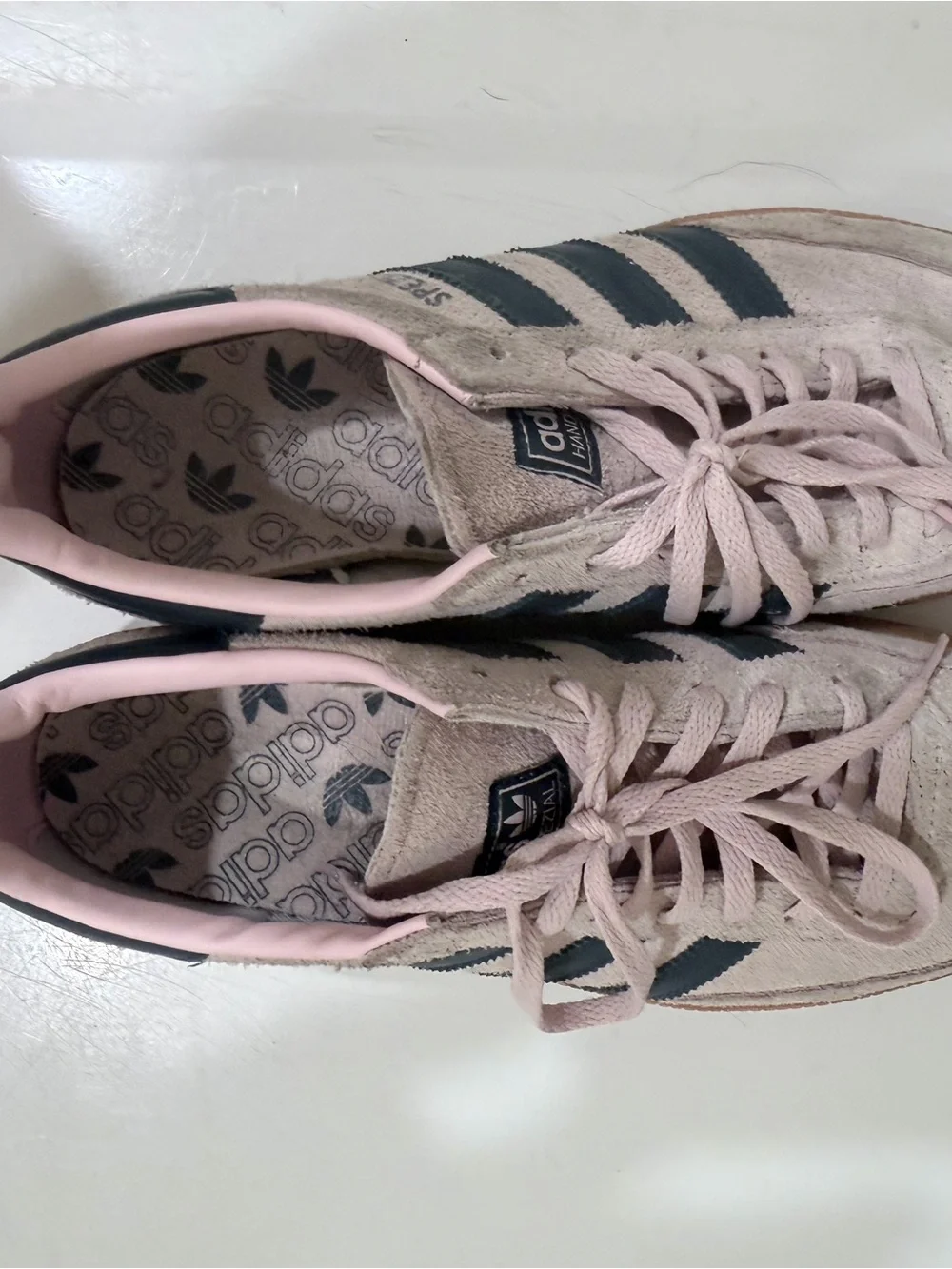 adidas Women Pink and Black Suede Low-Top Sneakers